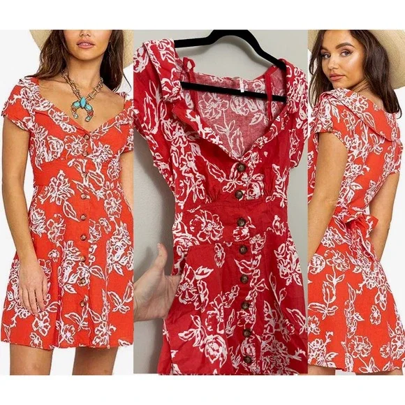 Free People | Dresses | Free People A Thing Called Love Red Tropical Resort Linen Blend Mini Dress 8 | Poshmark Free People | Dresses | Free People A Thing Called Love Red Tropical Resort Linen Blend Mini Dress 8 | Poshmark